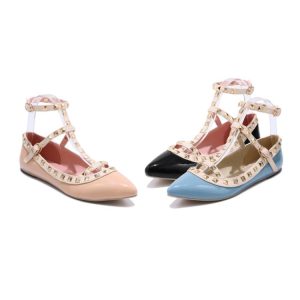 British Style Low Top Flat Sandals with Rivets