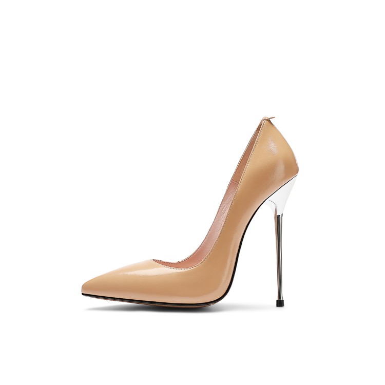 Women's Fashion Pointed Toe Stiletto Heels - Patent Leather Slip-On Pumps - Image 3