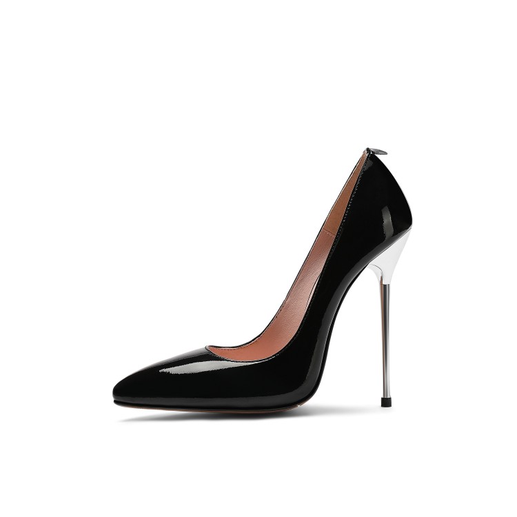 Women's Fashion Pointed Toe Stiletto Heels - Patent Leather Slip-On Pumps - Image 5