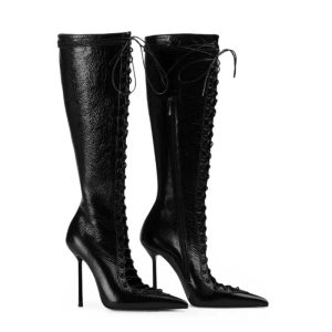 Women's Over-the-Knee Stiletto Boots with Cross Lace-Up