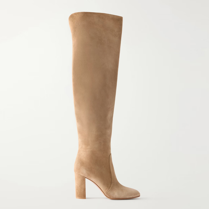 Women's Suede Almond Toe Over-the-Knee Western Boots High Heel